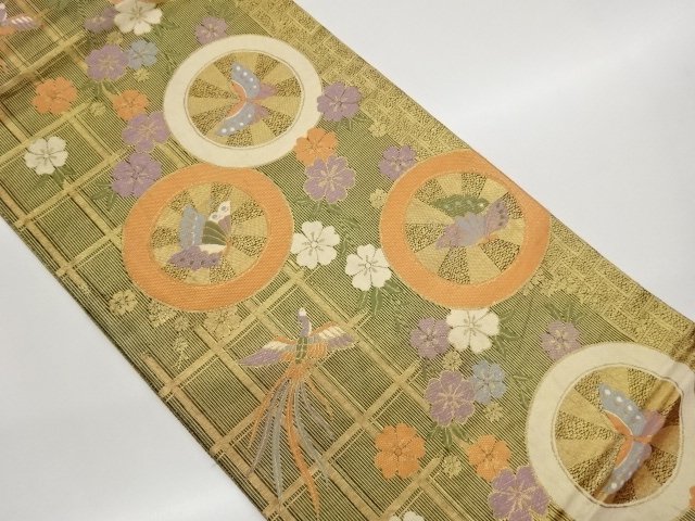 JAPANESE KIMONO / FUKURO OBI / WOVEN GENJI CART & PHOENIX 